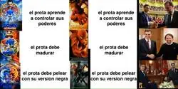 Trilog&iacute;a sanchista: moci&oacute;n, primera investidura con pablo, segunda investidura contra Marruecos - vi el meme original y no me pude resistir