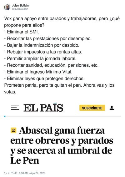 Vox: "Vamos a defender a la gente" tambi&eacute;n Vox: *procede a quitarles todo lo que tienen*