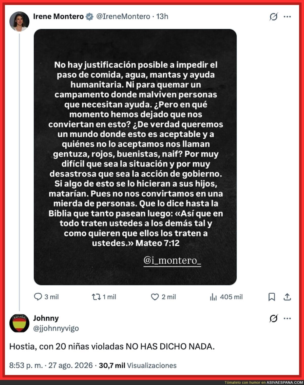 Ni lo va a decir porque son seres de luz, pero si fuera un hombre espa&ntilde;ol el mundo arde en candela