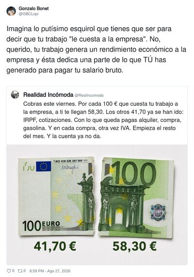El tema es que aqu&iacute; de 100, te llegan 58