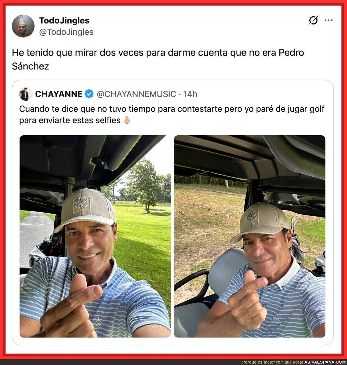Cuando dices que no tienes tiempo pero resulta que s&iacute; tienes para las selfies en el campo de golf