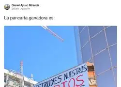 La pancarta ganadora dedicada a Ayuso
