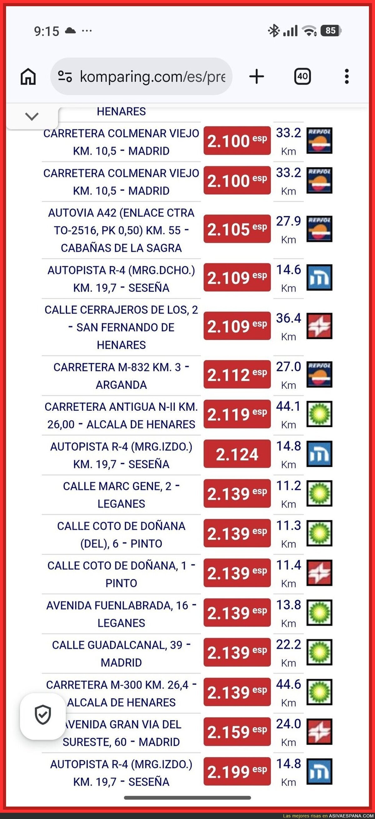 Ocura total, ya se ven gasolineras en Espa&ntilde;a vendiendo diesel a 2,20&euro; y con la rebaja de los 20c, que su venta real es 2,40&euro; r&eacute;cord hist&oacute;rico