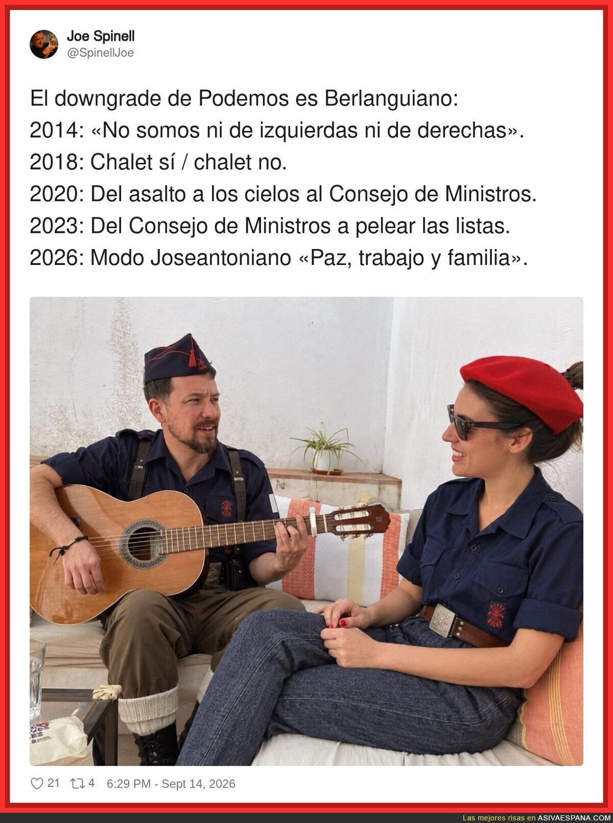 Cuando la ideolog&iacute;a se cansa y te queda solo la guitarra y la boina