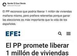 El PP: "Liberar 1 mill&oacute;n de viviendas es posible, pero perder unas elecciones es imposible"