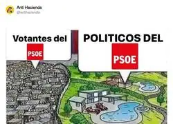 Votantes del PSOE viviendo en la realidad vs. pol&iacute;ticos del PSOE en la dimensi&oacute;n alternativa donde todo funciona
