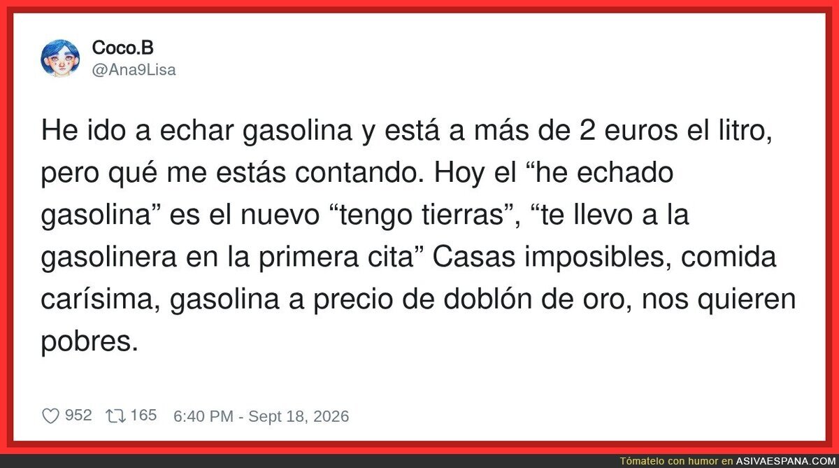 La gasolina es el nuevo flex de clase media, basicamente