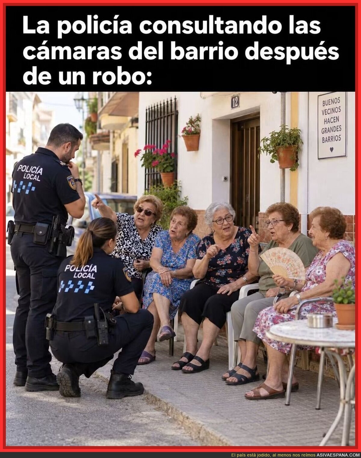 Cuando la abuela ve al polic&iacute;a y directamente le hace un resumen de la vida del ladr&oacute;n con foto incluida