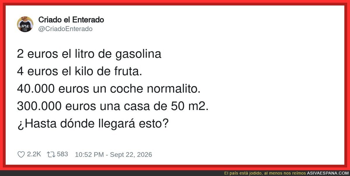 El rumbo que llevamos no es ni medio normal