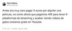 Pagamos 40&euro; en suscripciones para ver el mismo contenido que mi abuela encuentra gratis en YouTube