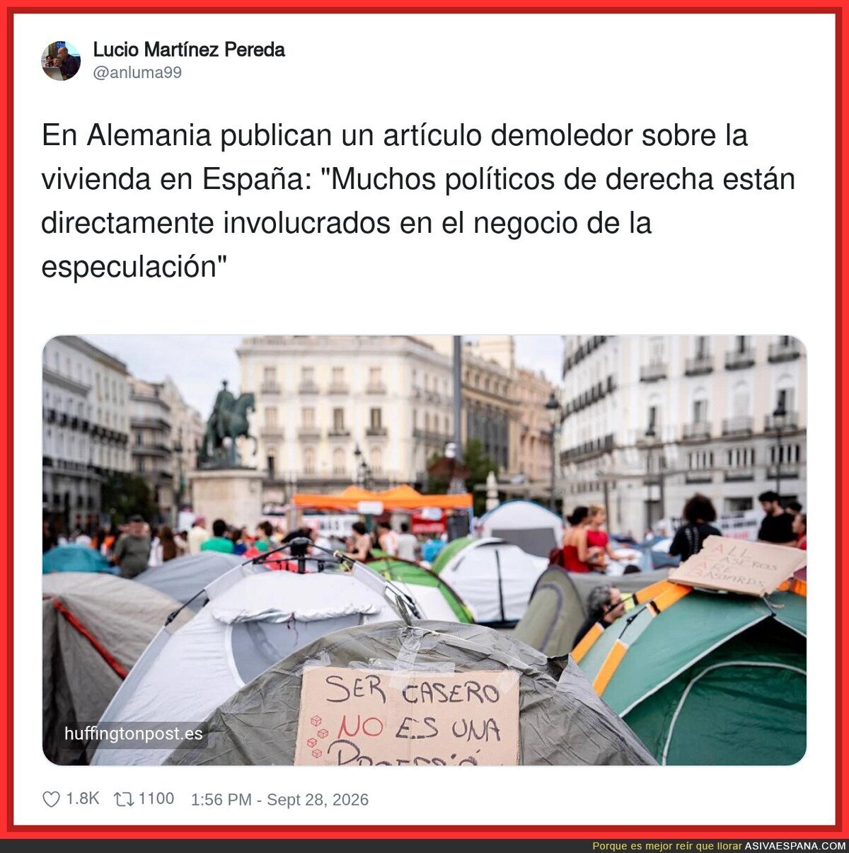Alemania publicando art&iacute;culos sobre Espa&ntilde;a mientras nosotros aqu&iacute; montando tiendas de campa&ntilde;a en Puerta del Sol como si fuera Coachella