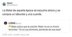 Bebe aclara que &laquo;Malo&raquo; no era un himno feminista y media Espa&ntilde;a tiene que reescribir su adolescencia