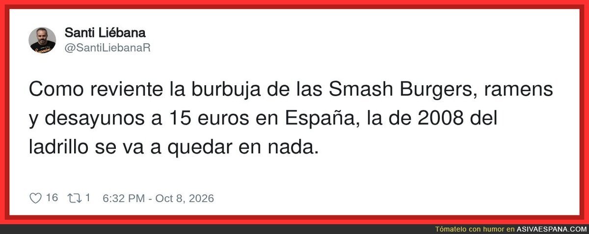 La pr&oacute;xima crisis no ser&aacute; del ladrillo: ser&aacute; de la smash burger y el desayuno a 15 euros