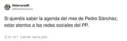 La agenda de S&aacute;nchez ya no la publica Moncloa: la filtra el PP en redes antes que nadie