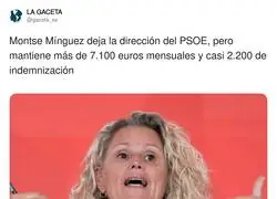 Montse M&iacute;nguez deja la direcci&oacute;n del PSOE con el finiquito so&ntilde;ado: 7.100 al mes y 2.200 de propina