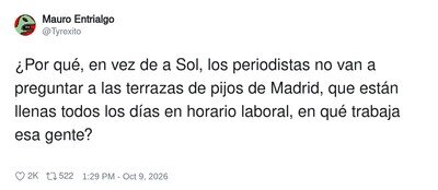Los periodistas buscan indignados en Sol cuando la verdadera inc&oacute;gnita est&aacute; en las terrazas: &iquest;de qu&eacute; vive esa gente un martes a las 11?