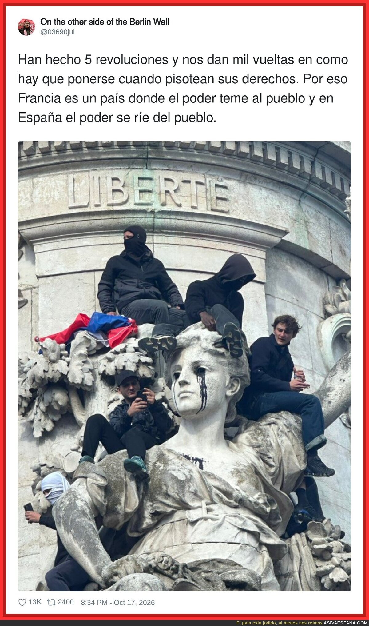 Cinco revoluciones despu&eacute;s, los franceses nos siguen dando mil vueltas en eso de no dejarse pisar
