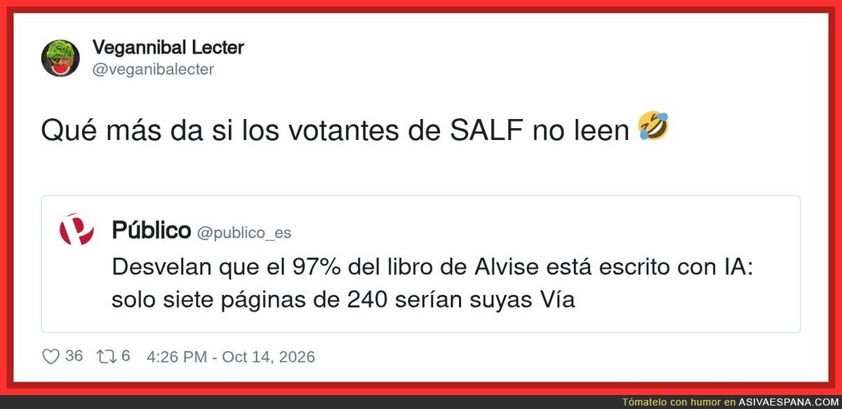 El 97% del libro de Alvise lo escribi&oacute; una IA: total, sus votantes tampoco iban a pasar de la portada