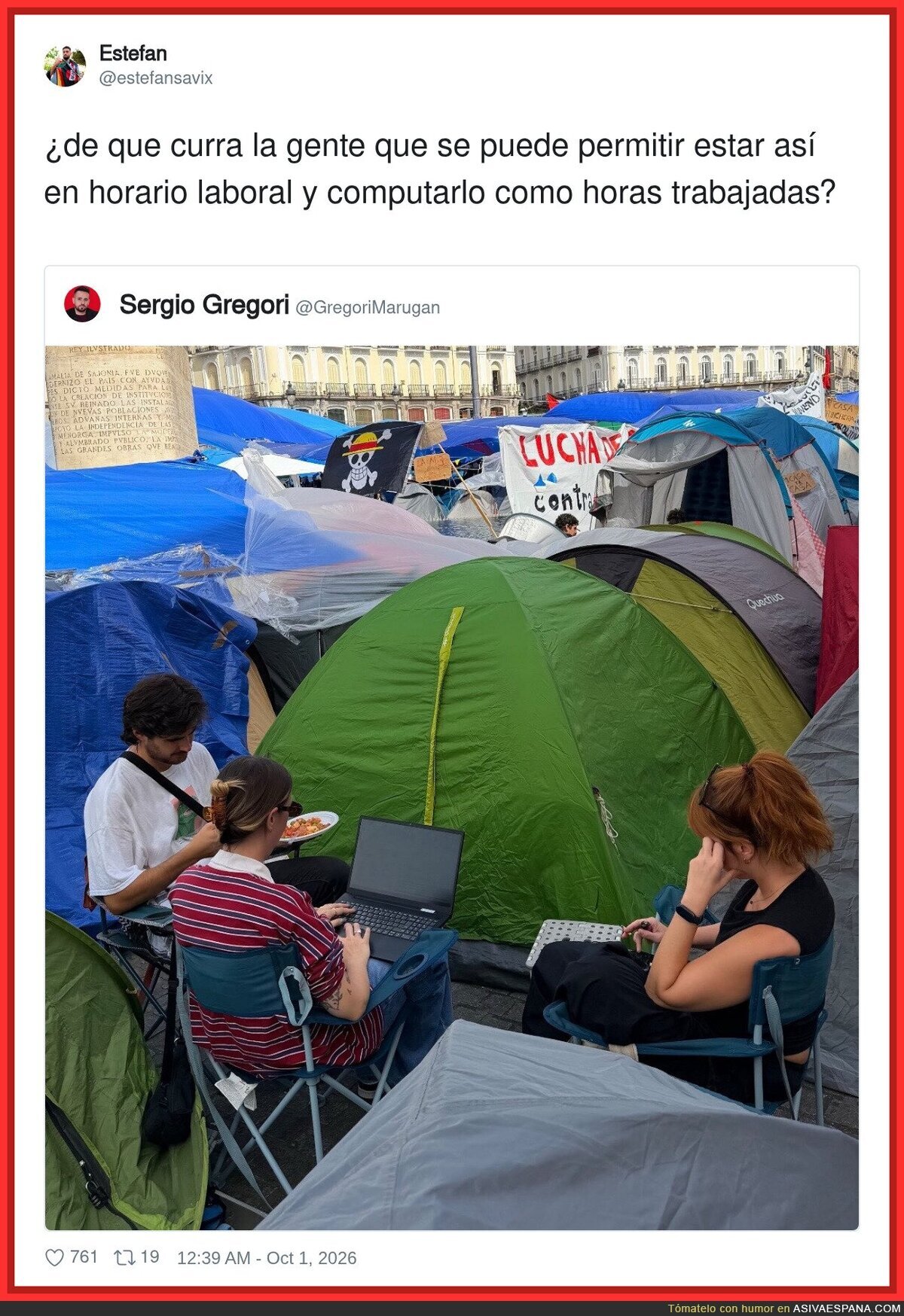 Cuando descubres que el teletrabajo en la acampada es más productivo que en oficina