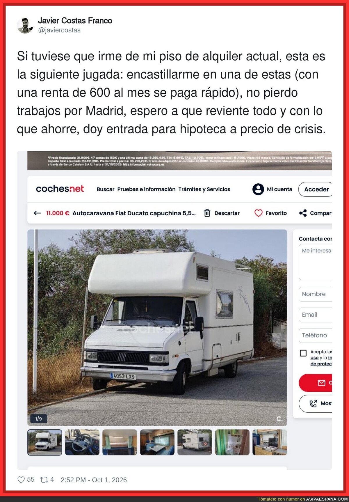 De mi piso de alquiler a una autocaravana, la progresi&oacute;n natural de la vida en Madrid