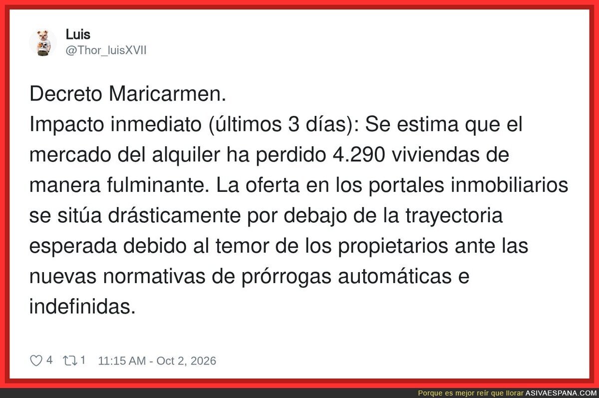 El efecto Maricarmen en la vivienda