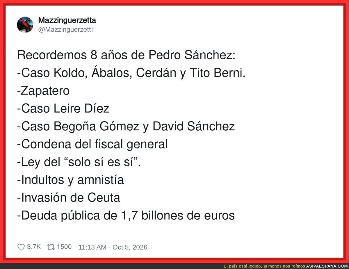 8 años de gobierno y la lista de éxitos es divertida