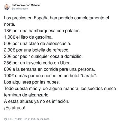 Los precios han perdido la br&uacute;jula pero los sueldos siguen en la Edad Media