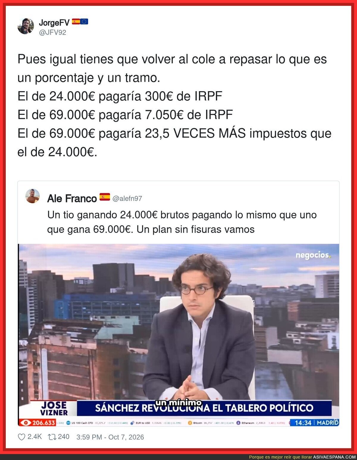 Matem&aacute;ticas de tertulia: un 15 % es un 15 % y lo dem&aacute;s es comunismo