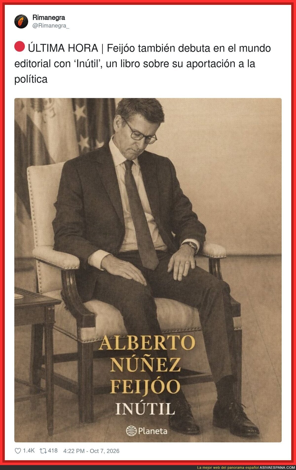 Feij&oacute;o escribiendo un libro sobre pol&iacute;tica
