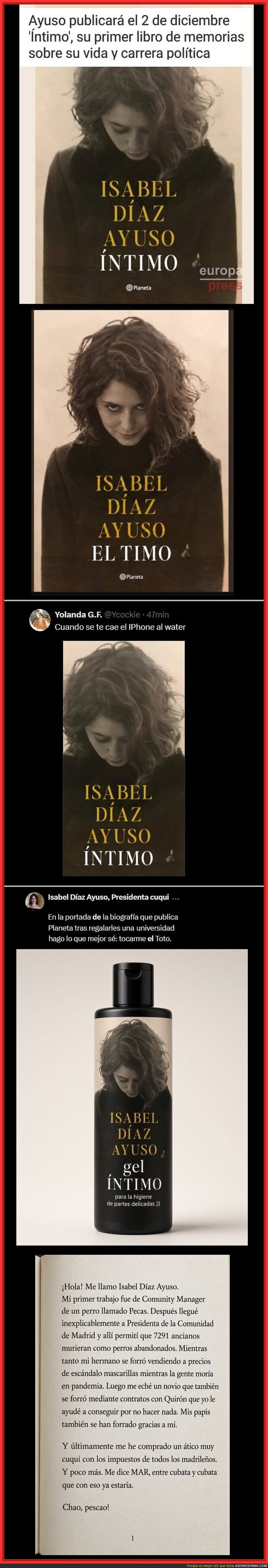El libro de Ayuso que ansiaba el mundo de la literatura intelectual. La reacci&oacute;n en redes y hasta una filtraci&oacute;n