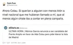 M&oacute;nica Garc&iacute;a cede el puesto a Colau: la izquierda madrile&ntilde;a ya ficha en Barcelona