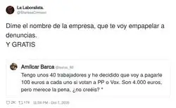 Empresario paga 100 &euro; por votar PP o Vox: la &uacute;nica subida salarial que ver&aacute;s este a&ntilde;o