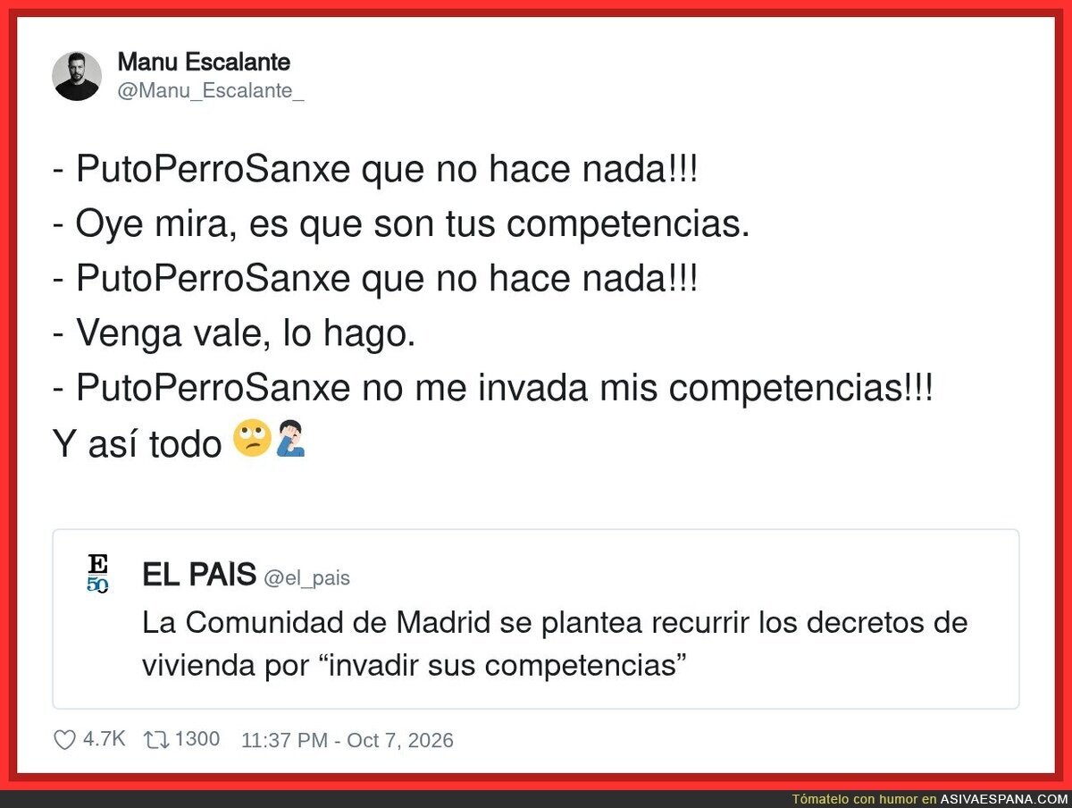 Ayuso y las competencias: S&aacute;nchez no hace nada, pero que ni se le ocurra hacerlo