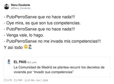 Ayuso y las competencias: S&aacute;nchez no hace nada, pero que ni se le ocurra hacerlo