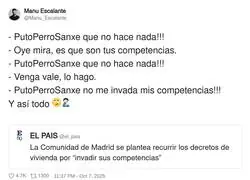 Ayuso y las competencias: S&aacute;nchez no hace nada, pero que ni se le ocurra hacerlo