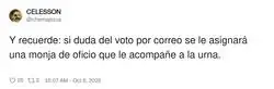 Voto por correo con monja incluida: servicio puerta a puerta, como en los buenos tiempos