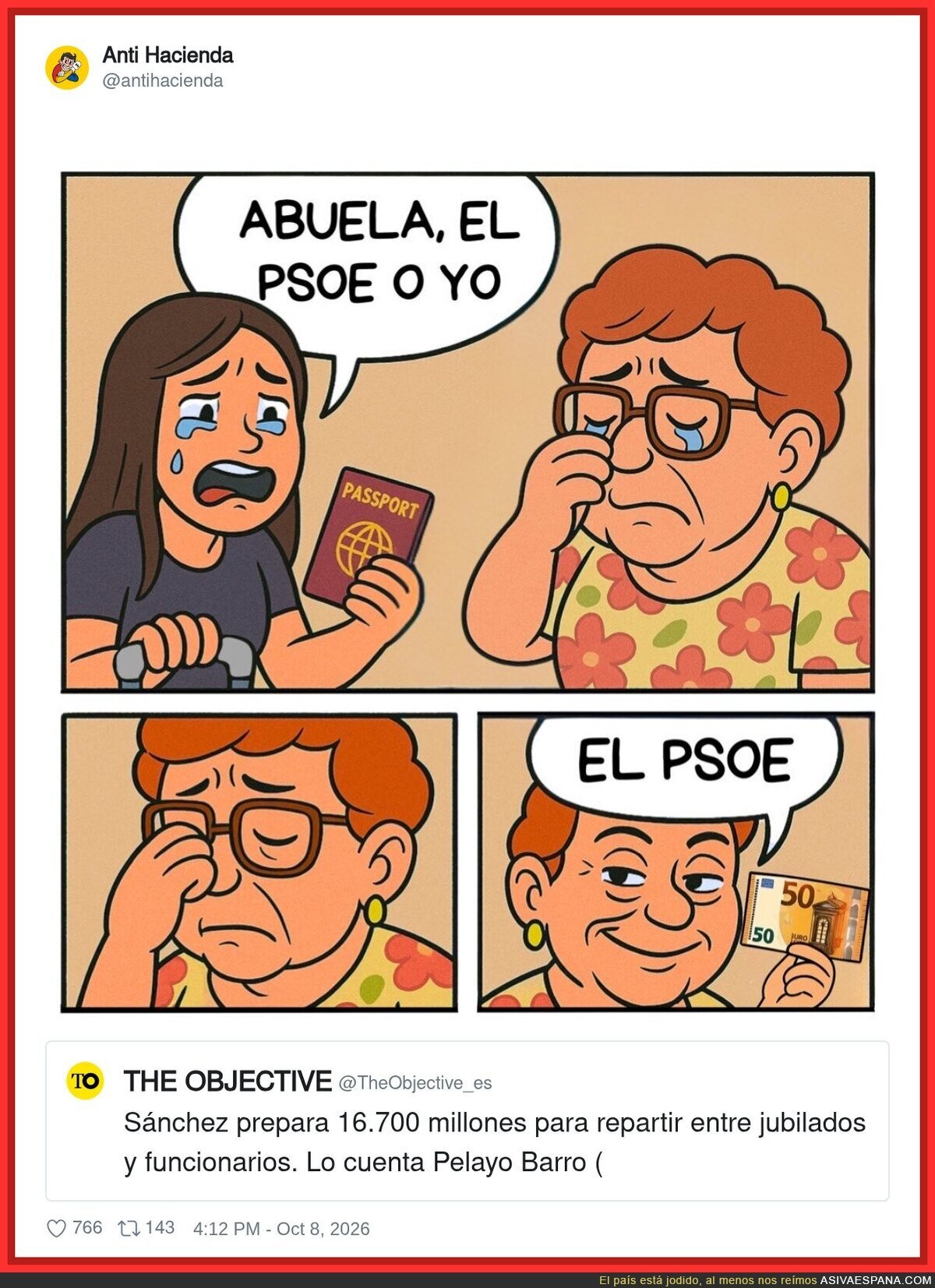 Abuela, el PSOE o yo: la nieta perdió por 50 euros y una paguita