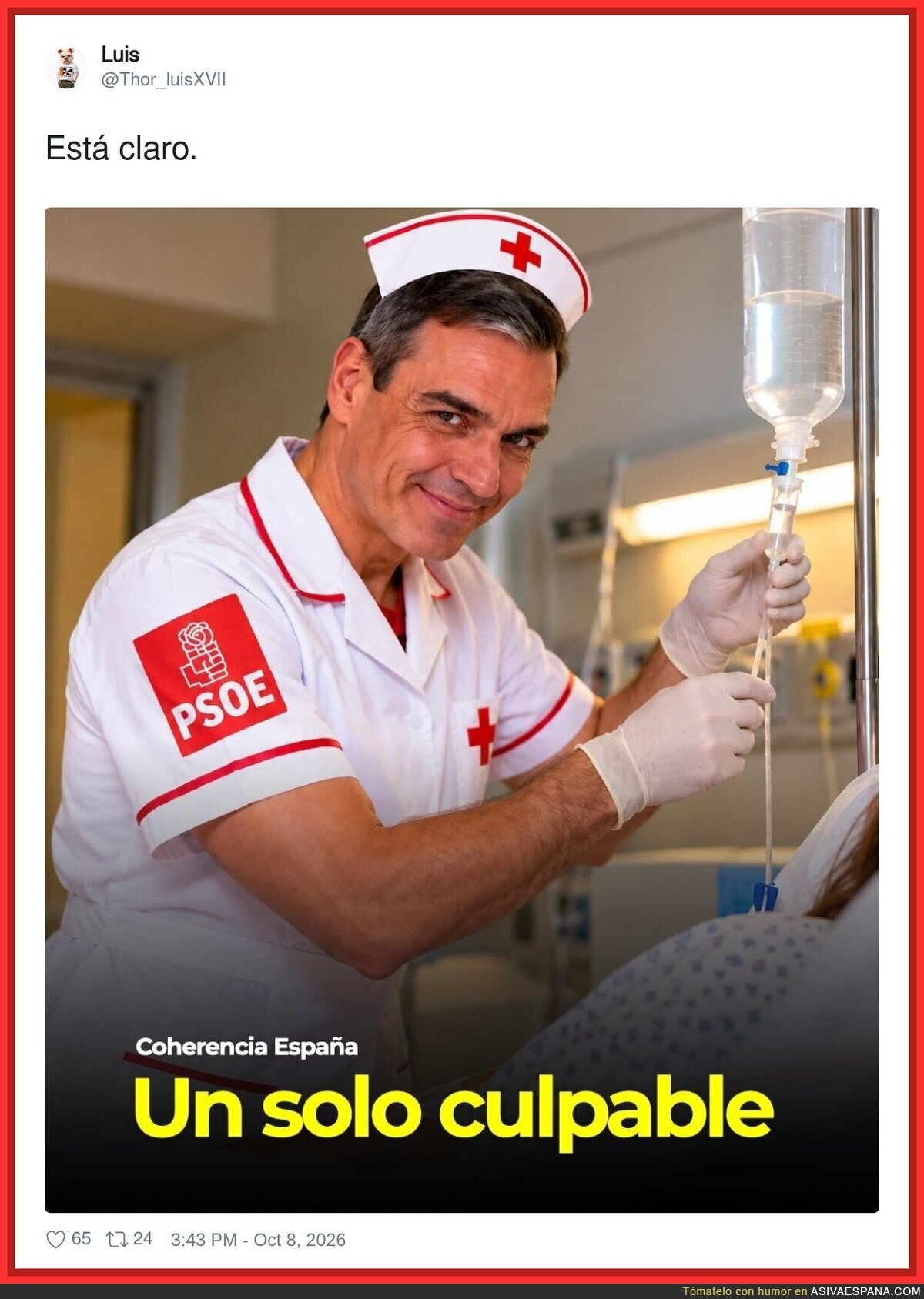 S&aacute;nchez enfermero: el &uacute;nico sanitario que solo entra en planta cuando hay c&aacute;maras