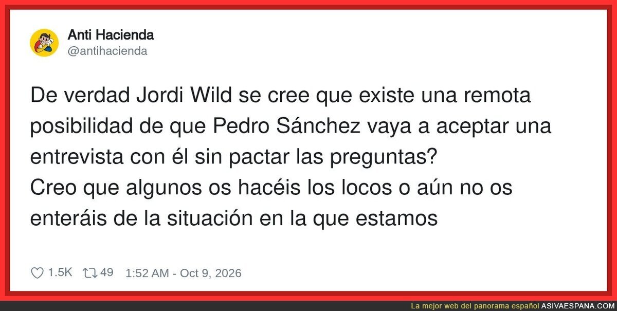 Jordi Wild espera a S&aacute;nchez sin preguntas pactadas: pr&oacute;ximo invitado, el Ratoncito P&eacute;rez