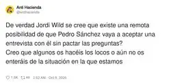 Jordi Wild espera a S&aacute;nchez sin preguntas pactadas: pr&oacute;ximo invitado, el Ratoncito P&eacute;rez