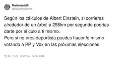 Einstein lo calcul&oacute;: votar a PP y Vox es como darte por detr&aacute;s a ti mismo, pero sin hacer deporte