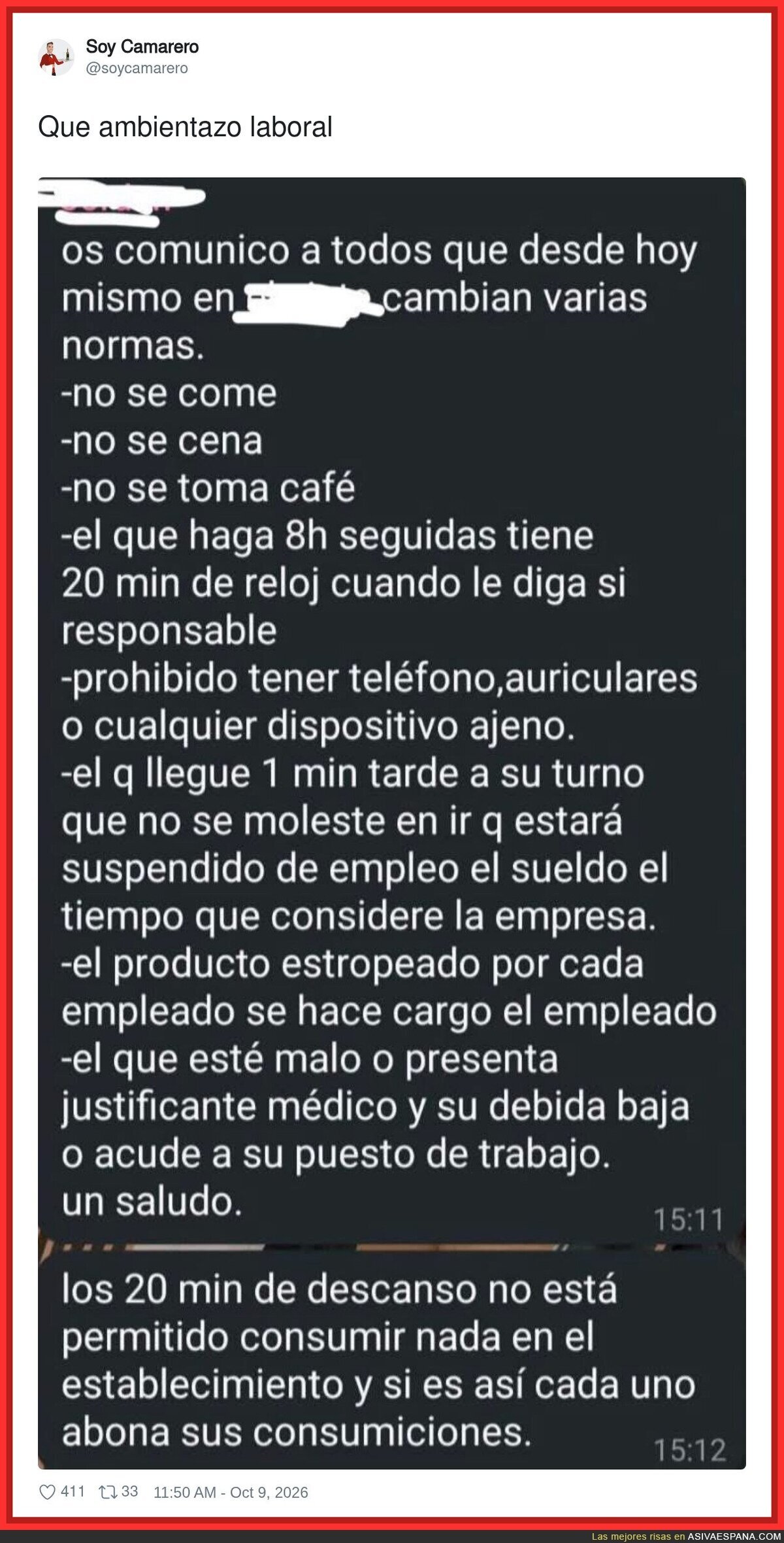 Nuevas normas de la hosteler&iacute;a espa&ntilde;ola: no se come, no se cena y si llegas tarde ni te molestes. El convenio, en Narnia