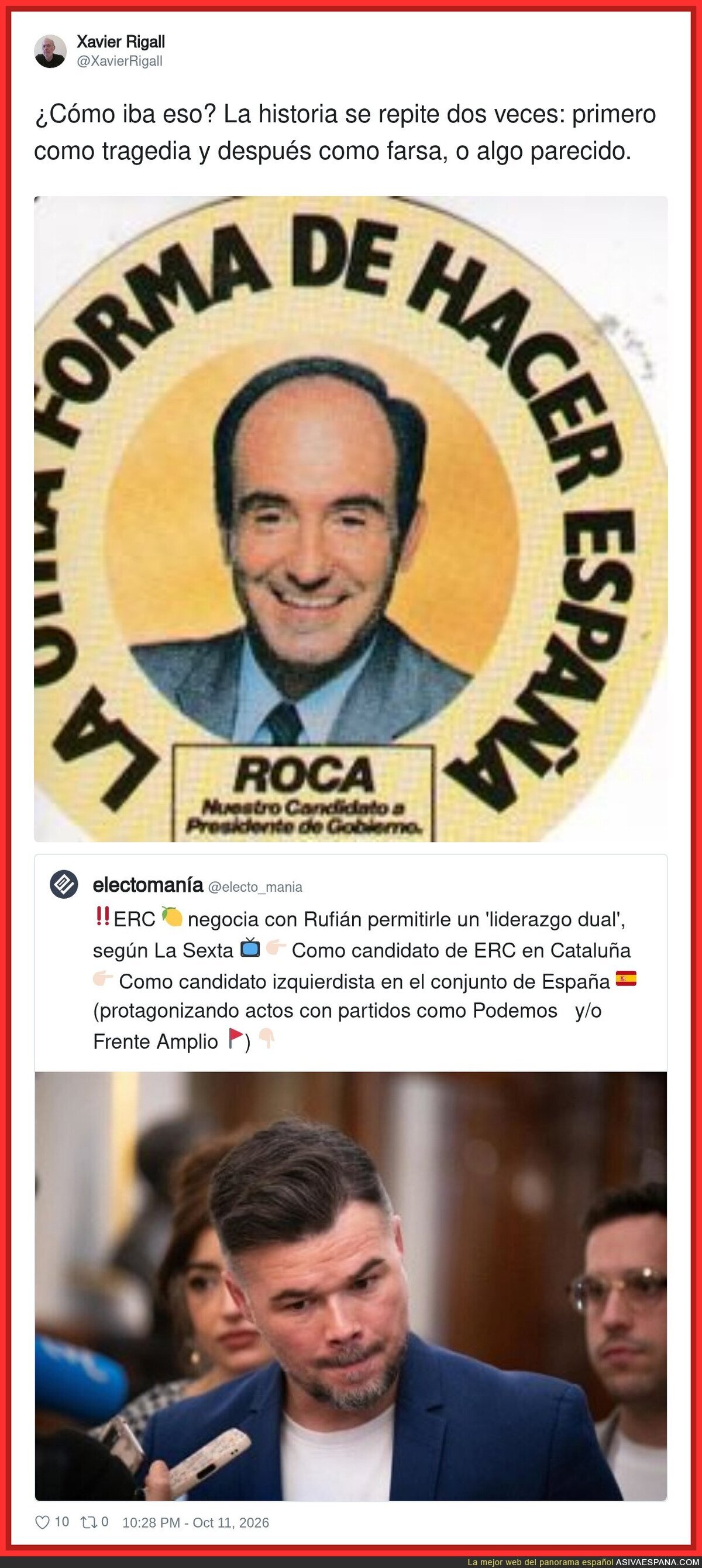 Rufi&aacute;n quiere ser el candidato para presidir Espa&ntilde;a. Miquel Roca lo intent&oacute; en 1986 y sac&oacute; cero diputados, pero esta vez seguro que sale bien