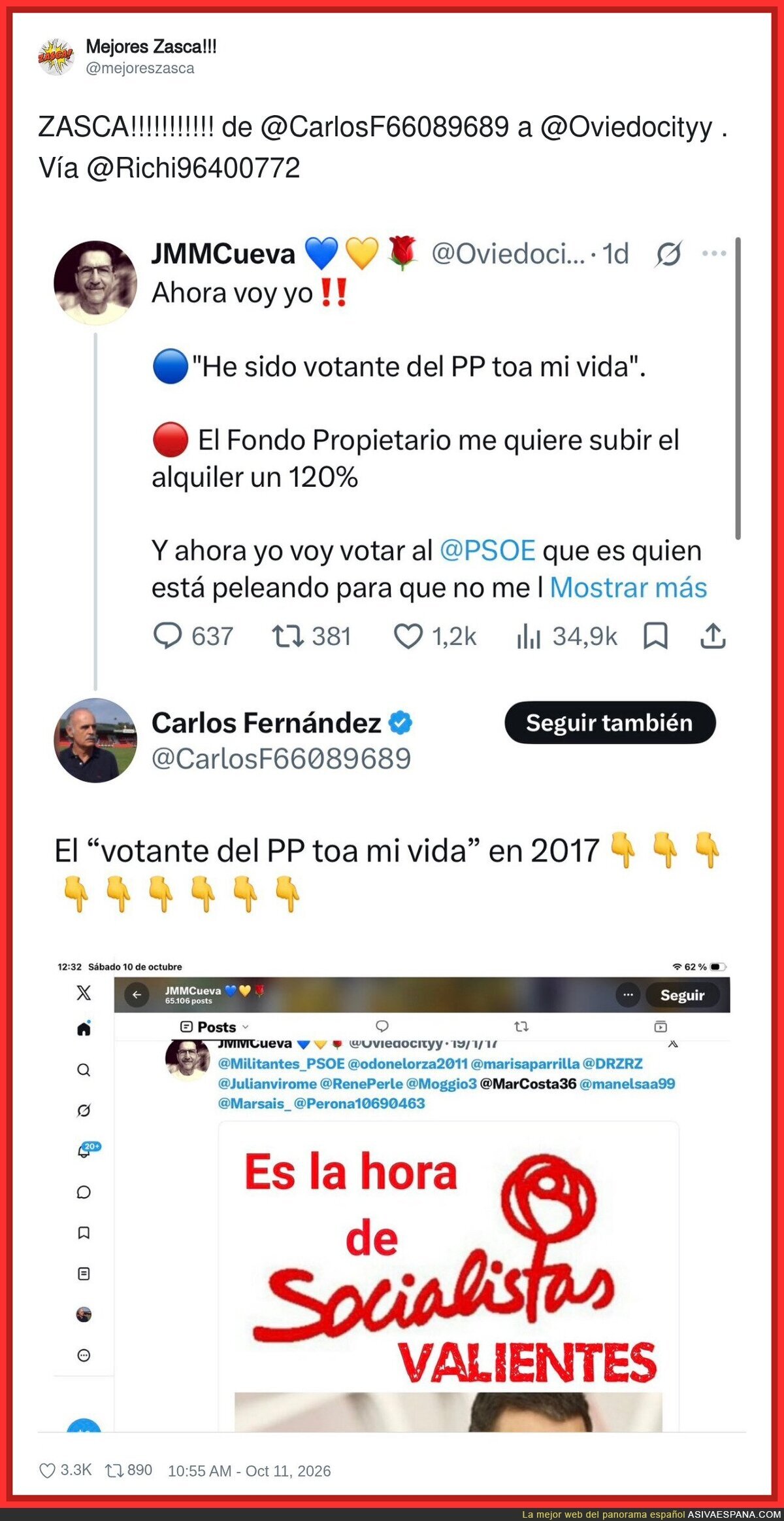 "el PP me la cag&oacute; en 2017" &rarr; "bueno, ahora voto socialista" &rarr; ??? &rarr; PROFIT