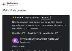 Rese&ntilde;a de una estrella sin haber comido y el due&ntilde;o responde con karma: la hosteler&iacute;a espa&ntilde;ola celebra el 12 de octubre