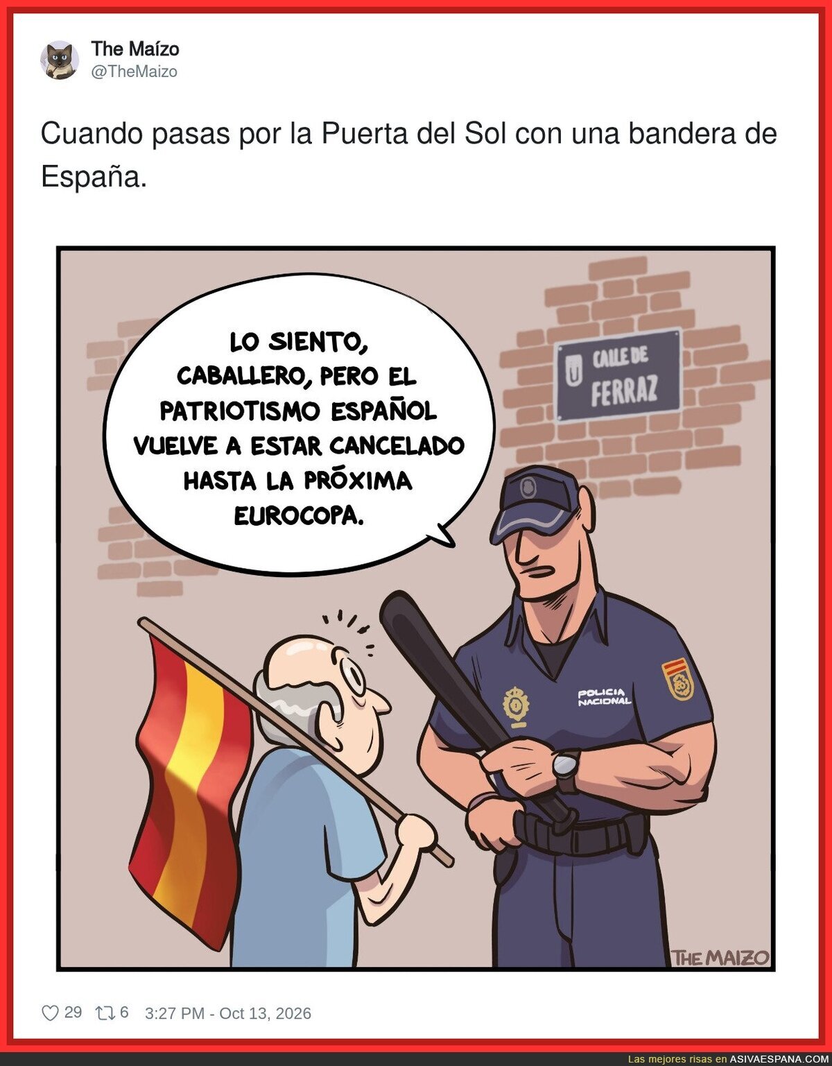 Patriotismo español: horario de atención limitado a Mundiales, Eurocopas y días de manifestación en Ferraz