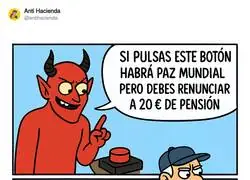 El diablo ofrece la paz mundial a cambio de 20 euros de pensi&oacute;n: el jubilado espa&ntilde;ol ni se lo piensa