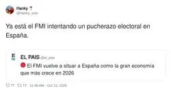 El FMI dice que Espa&ntilde;a es la econom&iacute;a que m&aacute;s crece: pucherazo confirmado, a mi n&oacute;mina no le ha llegado el aviso