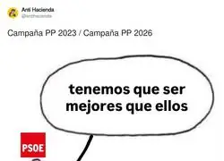 Campa&ntilde;a del PP 2023 vs 2026: de &laquo;tenemos que ser mejores que ellos&raquo; a llamar cerdo al presidente en tres a&ntilde;os
