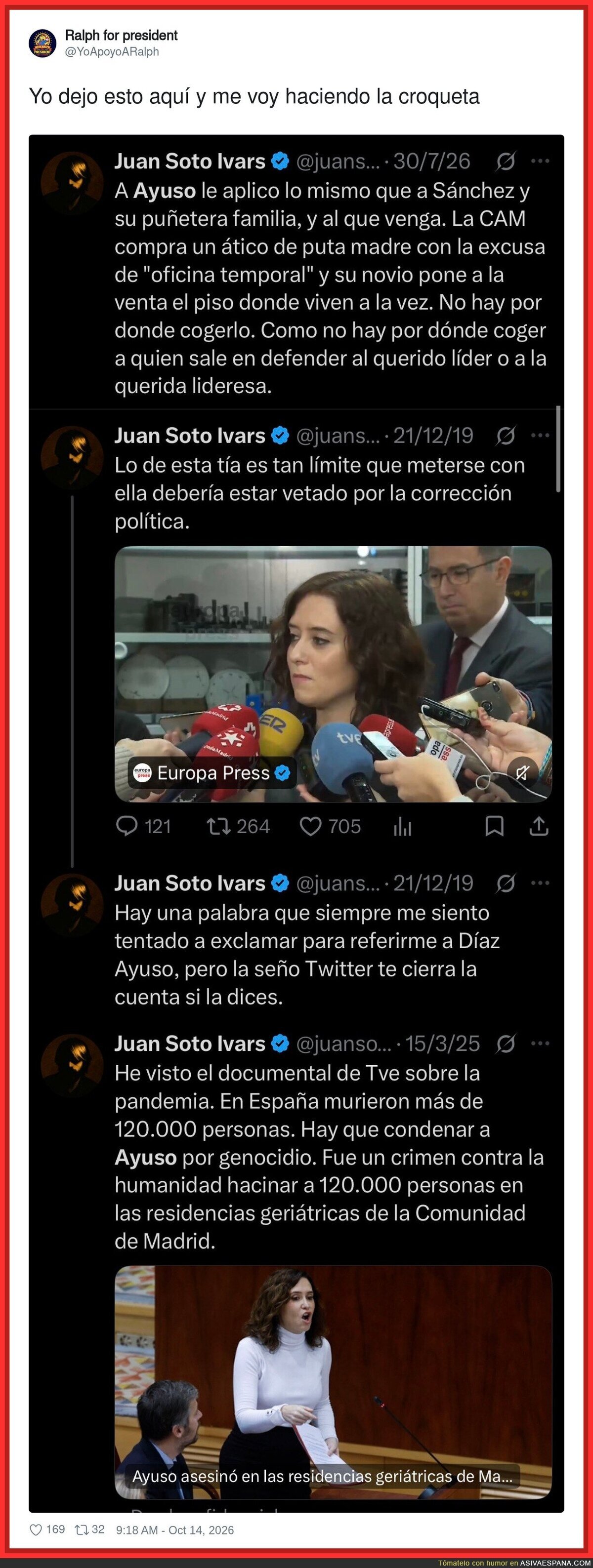 Soto Ivars contra Ayuso: la hemeroteca es ese ex que guarda todos tus pantallazos para el peor momento
